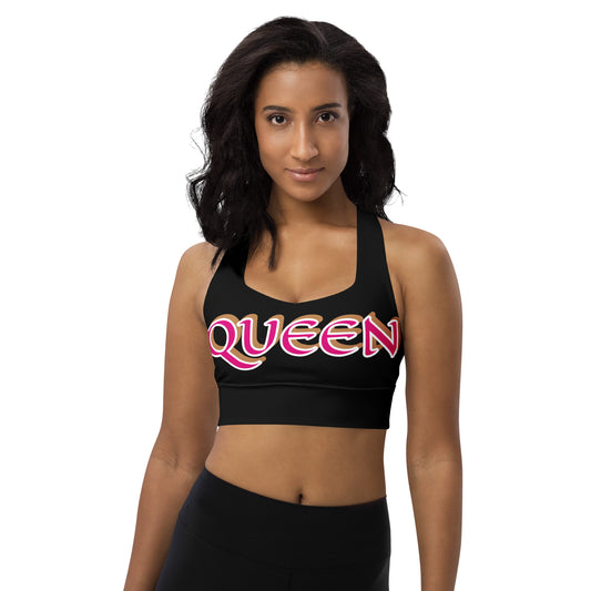 Queen 3 Black Longline sports bra