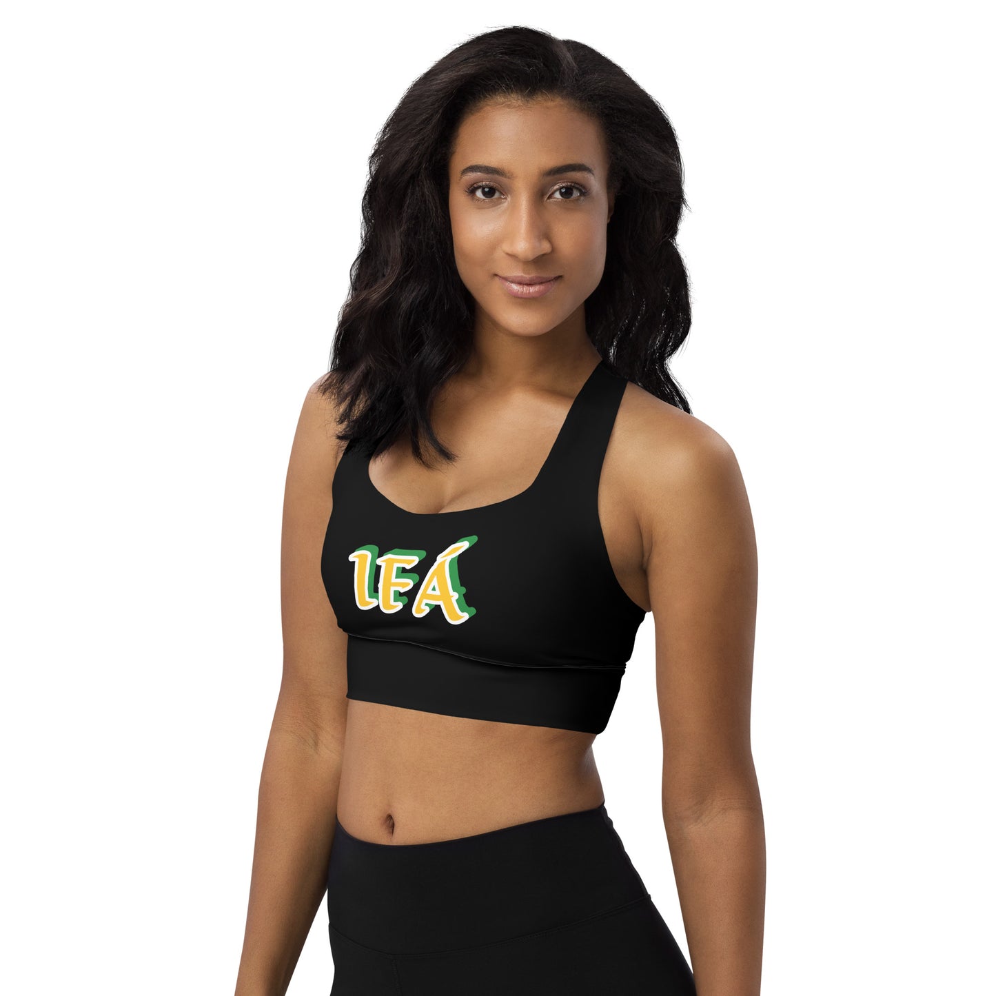 IFÁ Lucumi  Reverse Black Longline sports bra