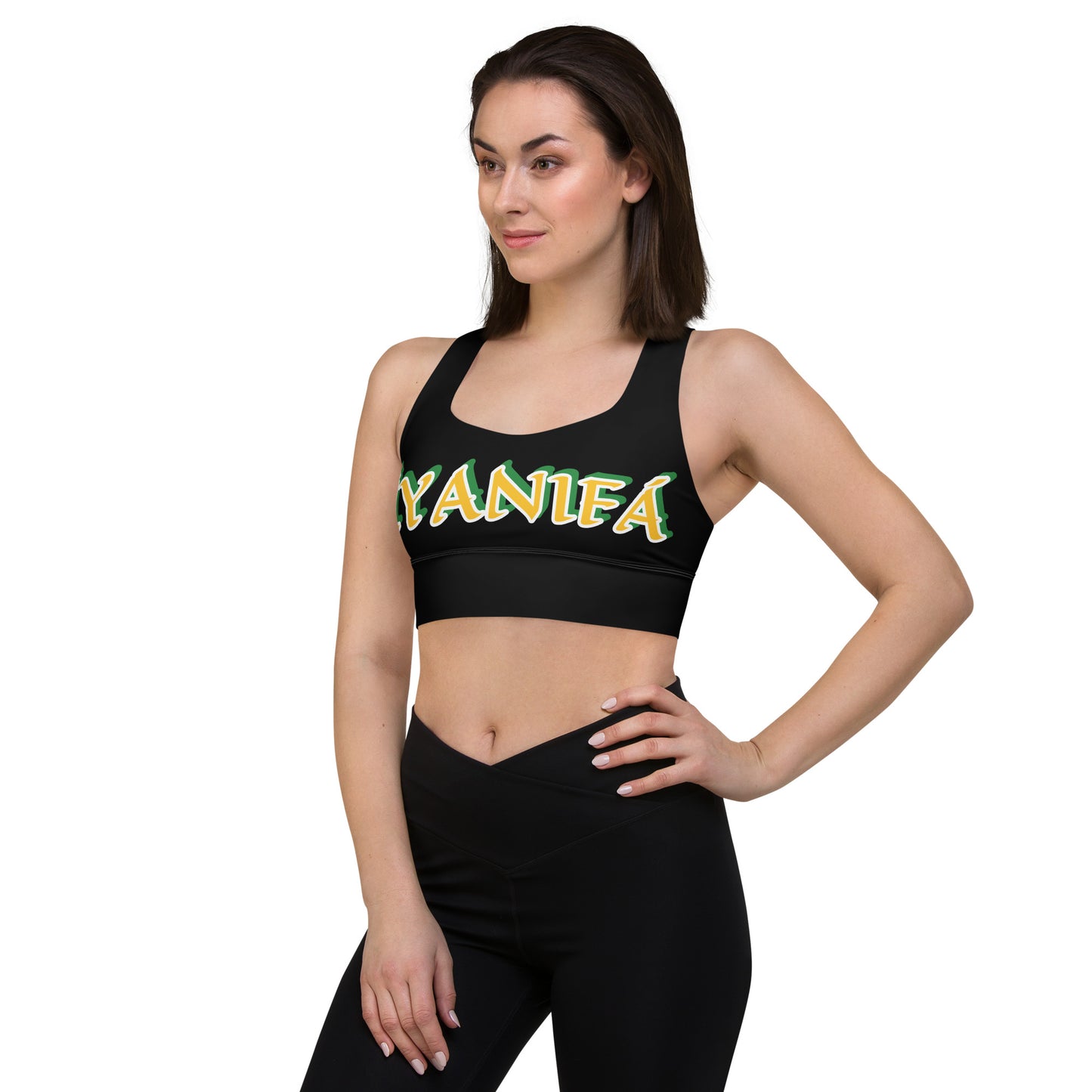 Iyanifa Lucumi Reverse Black Longline sports bra