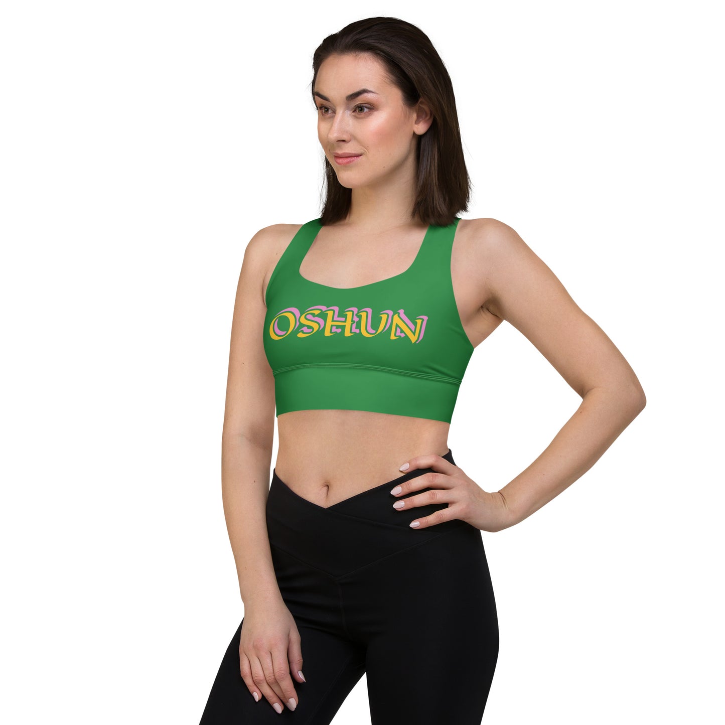 Oshun Ololodi Reverse Green Longline sports bra