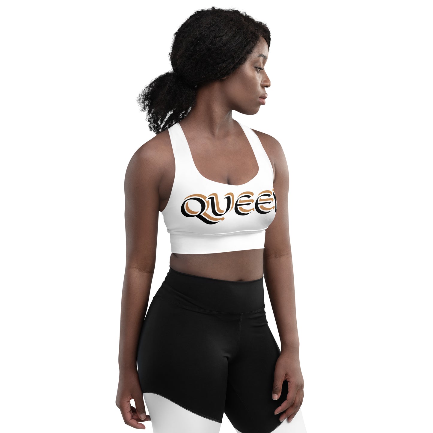 Queen Black/Gold Longline sports bra