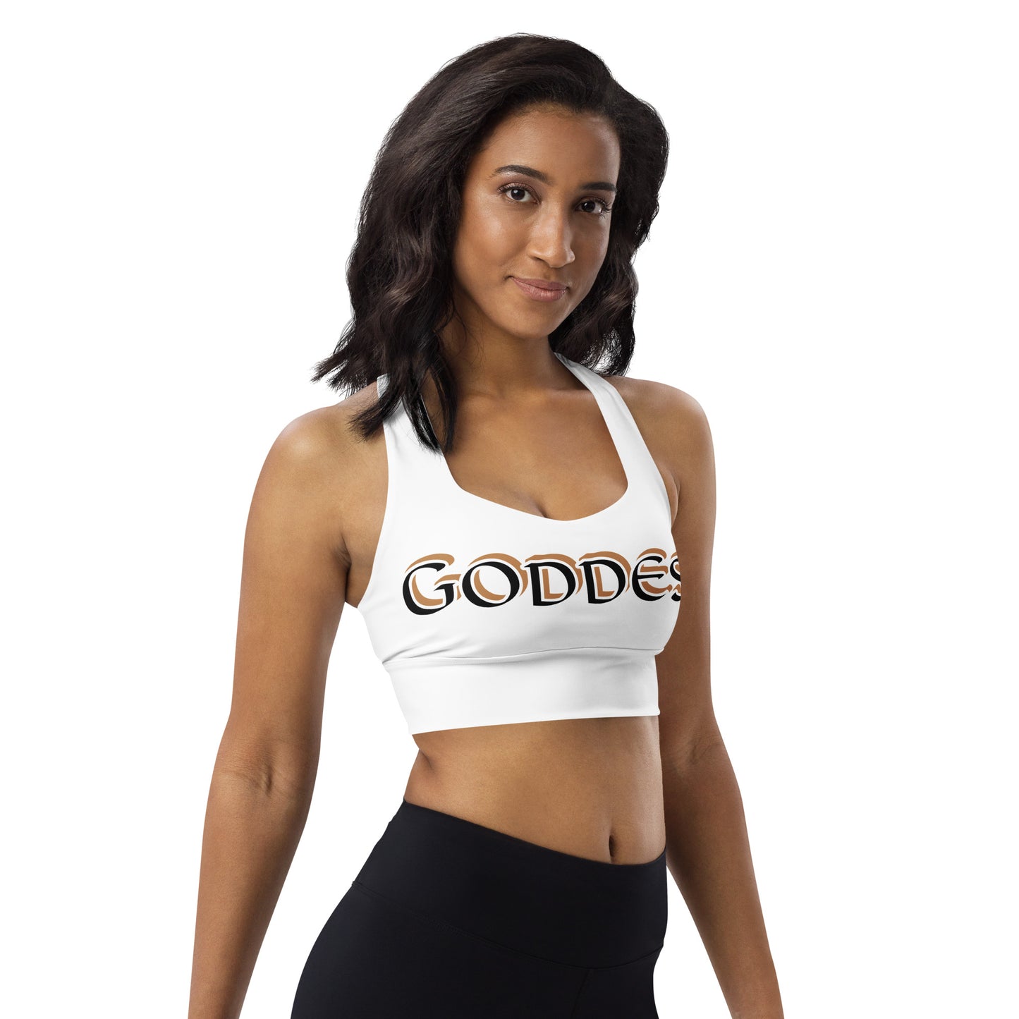 Goddess Black/Gold Longline sports bra