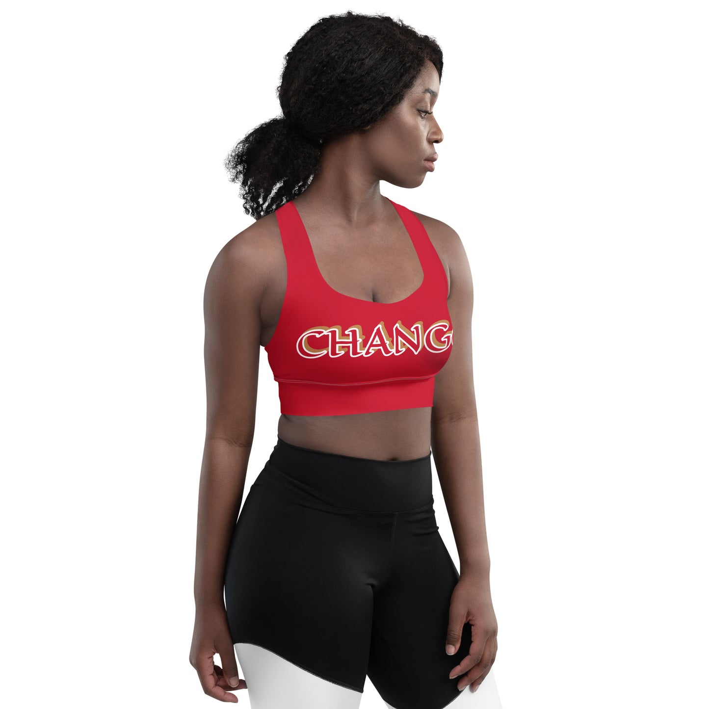 Chango Red/White Longline sports bra