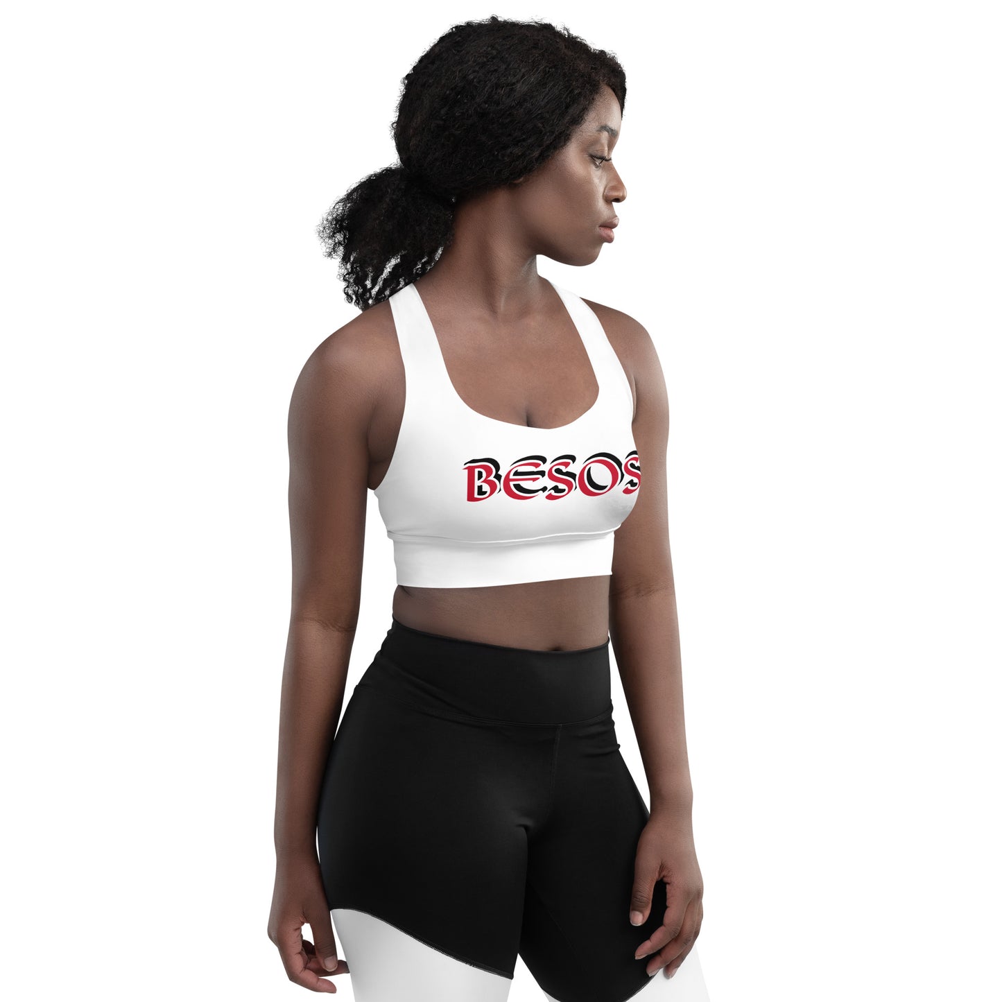 Besos White Longline sports bra