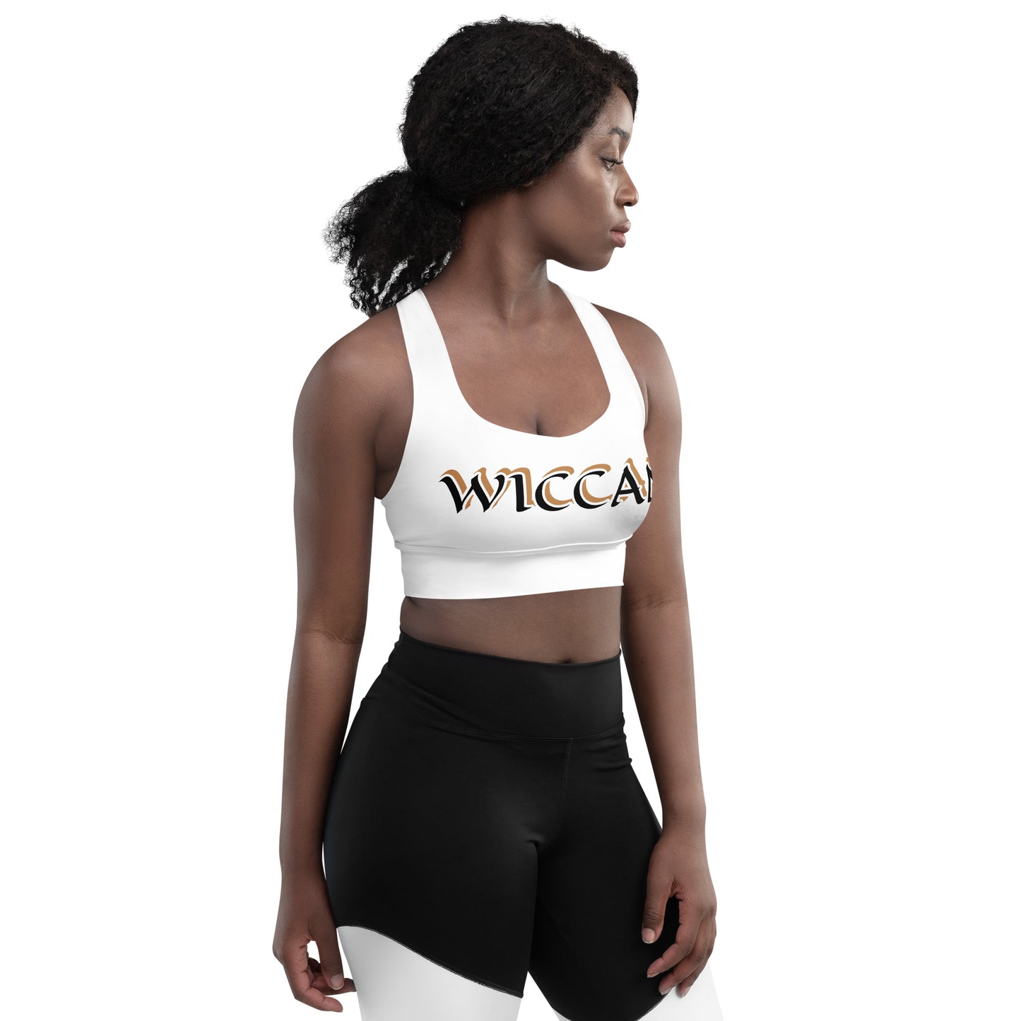 Wiccan Black/Gold Longline sports bra