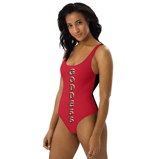 Goddess 1 vertical One-Piece Swimsuit Red/Black