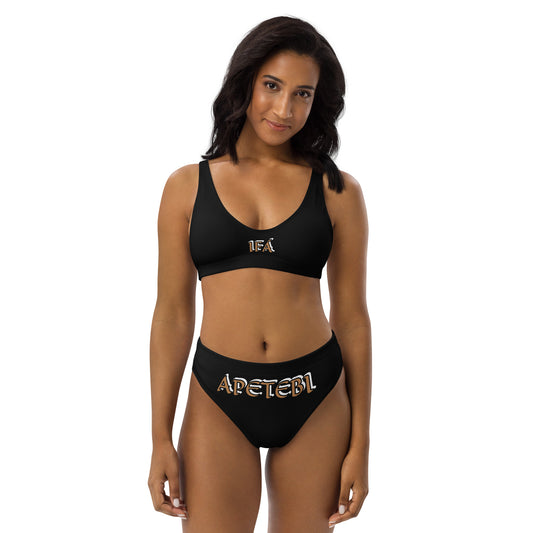 IFÁ Apetebi Lucumi Black high-waisted bikini Gold/White