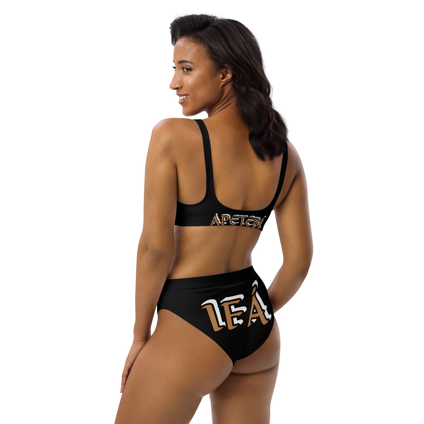 IFÁ Apetebi Lucumi Black high-waisted bikini Gold/White