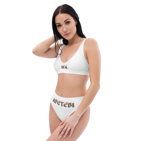 IFÁ Apetebi Lucumi White high-waisted bikini Black/Gold