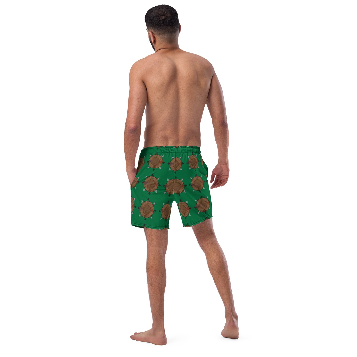 Egbe Ire Awo Faces Logo Jewel All-Over Print Recycled Swim Trunks