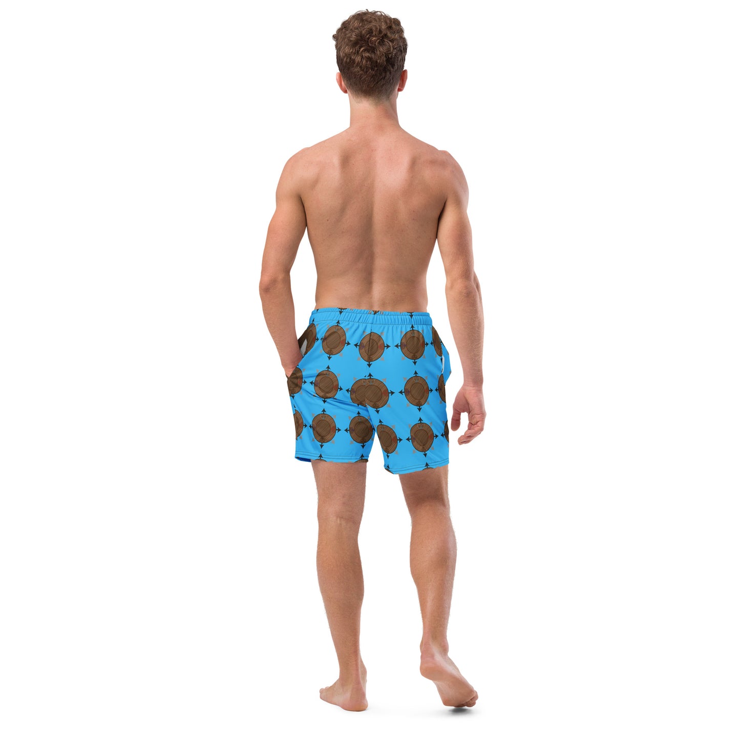 Egbe Ire Awo Faces Logo Marine All-Over Print Recycled Swim Trunks