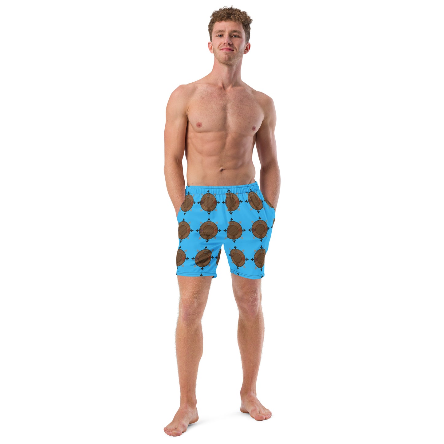 Egbe Ire Awo Faces Logo Marine All-Over Print Recycled Swim Trunks