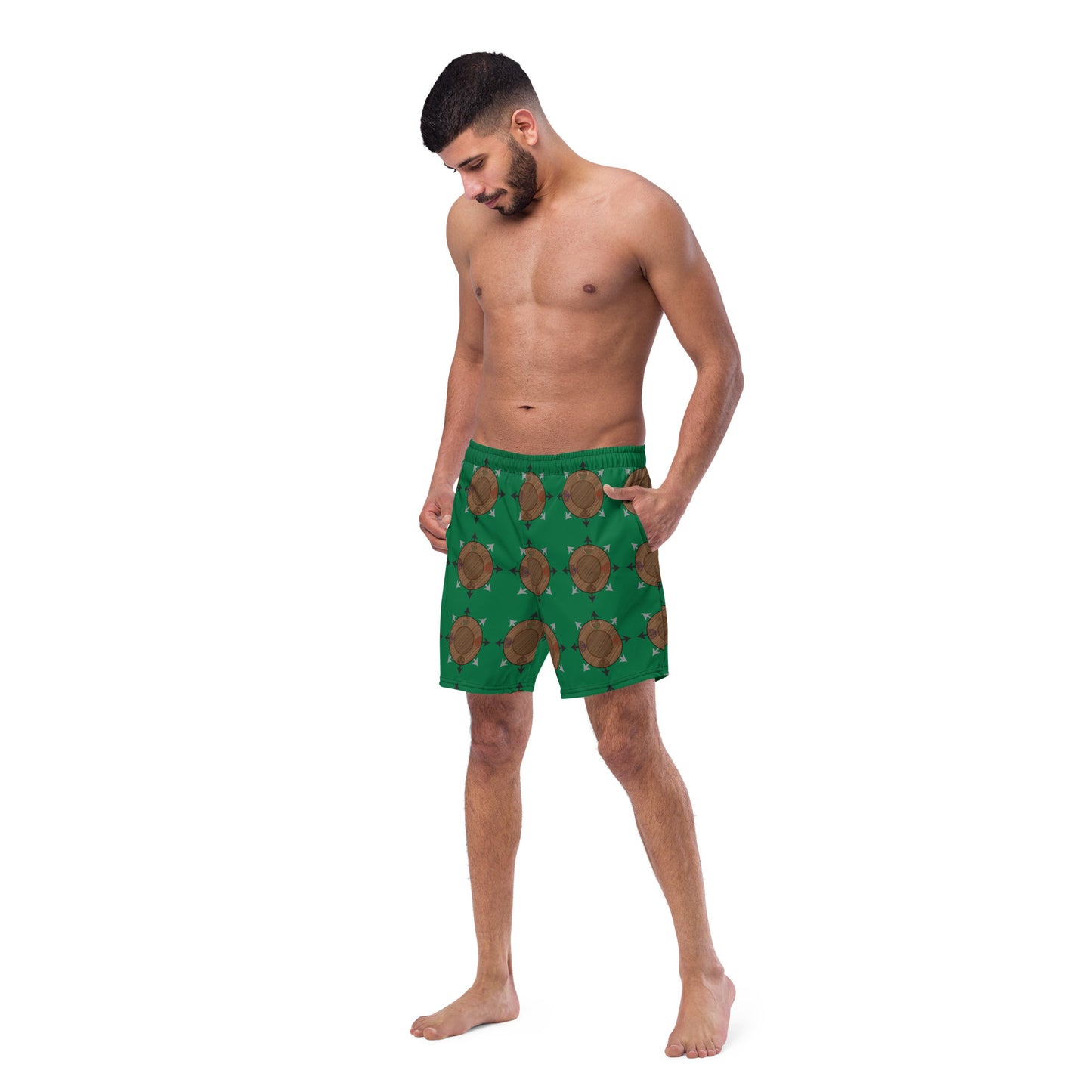 Egbe Ire Awo Faces Logo Jewel All-Over Print Recycled Swim Trunks