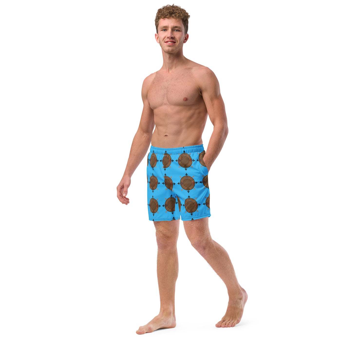 Egbe Ire Awo Faces Logo Marine All-Over Print Recycled Swim Trunks