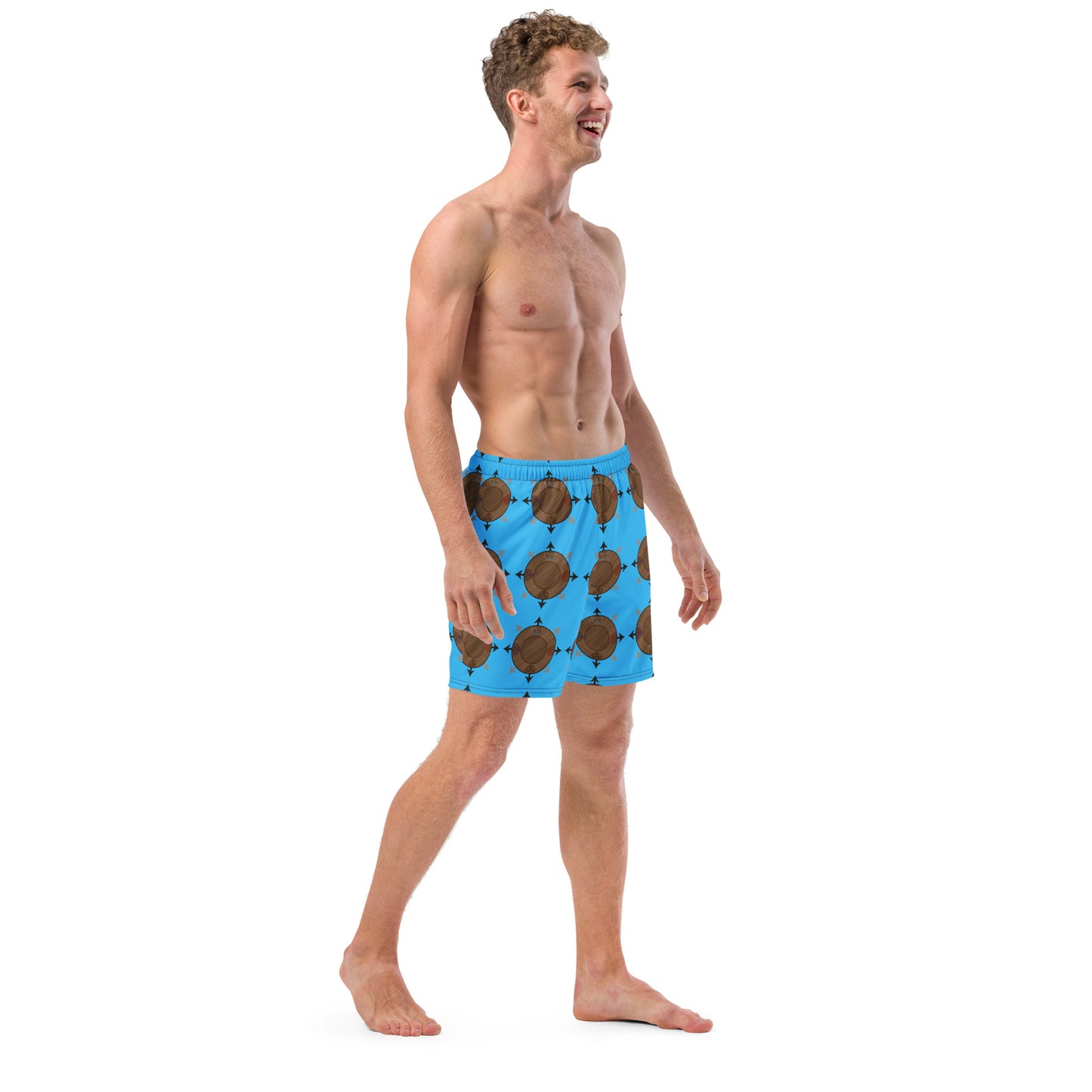 Egbe Ire Awo Faces Logo Marine All-Over Print Recycled Swim Trunks