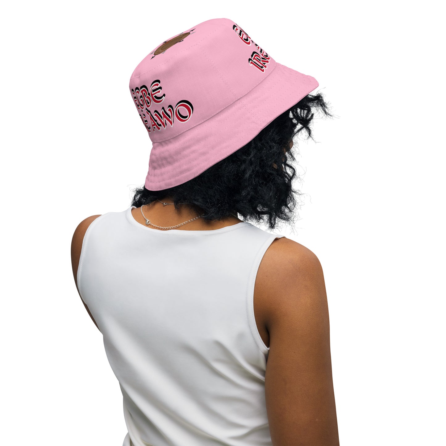 Egbe IRÉ ÀWO Faces Logo Cotton Candy Reversible bucket hat