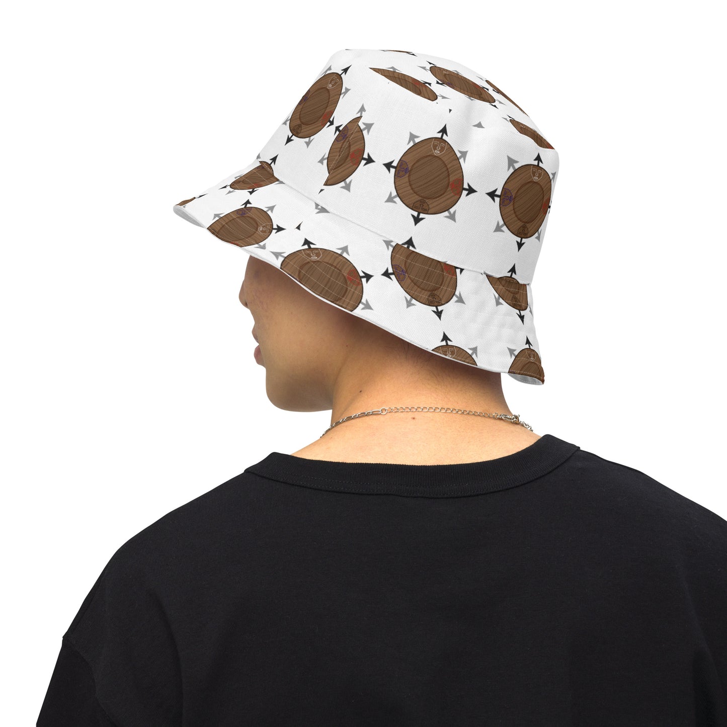 Egbe IRÉ ÀWO Faces Logo White Reversible bucket hat