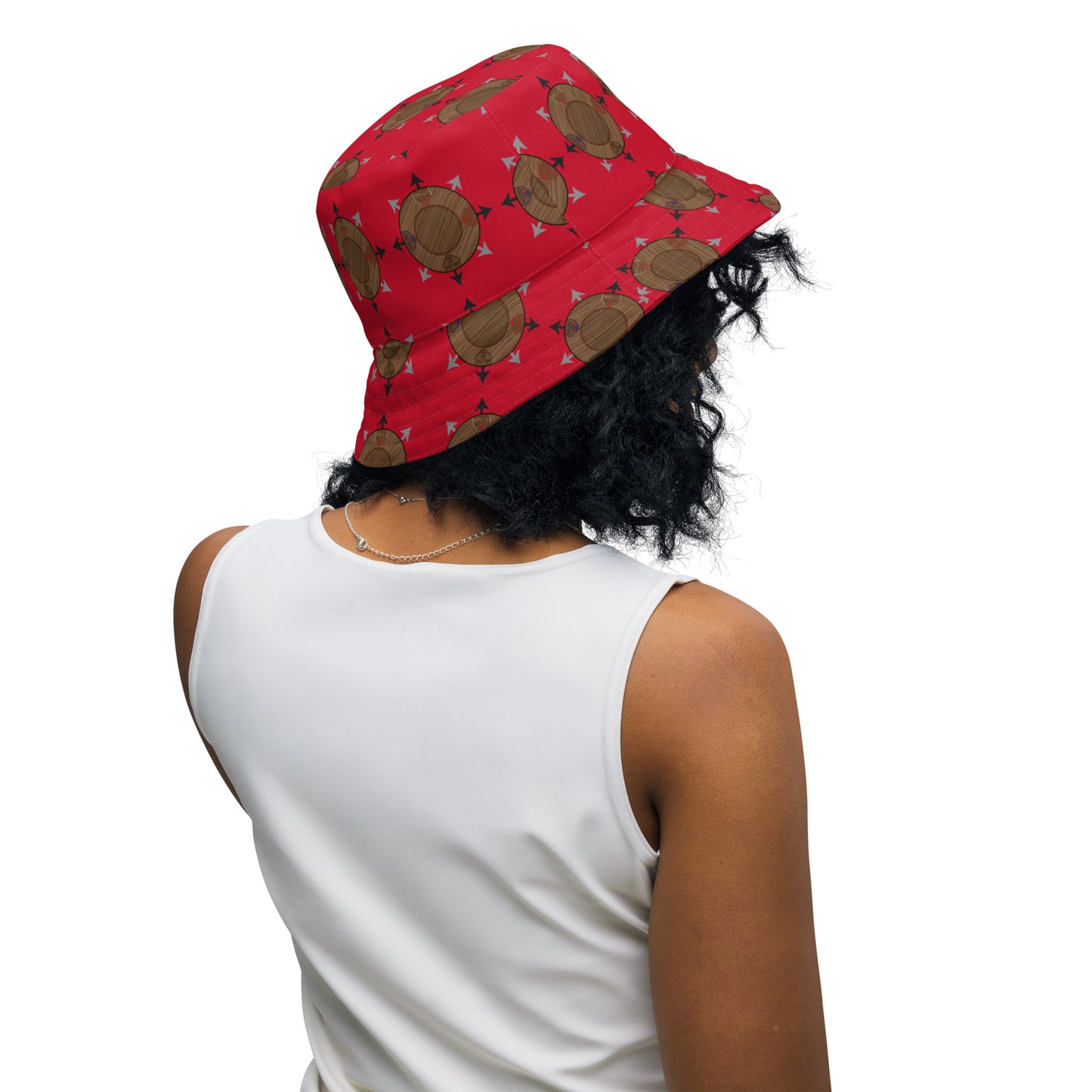 Egbe IRÉ ÀWO Faces Logo Red Reversible bucket hat