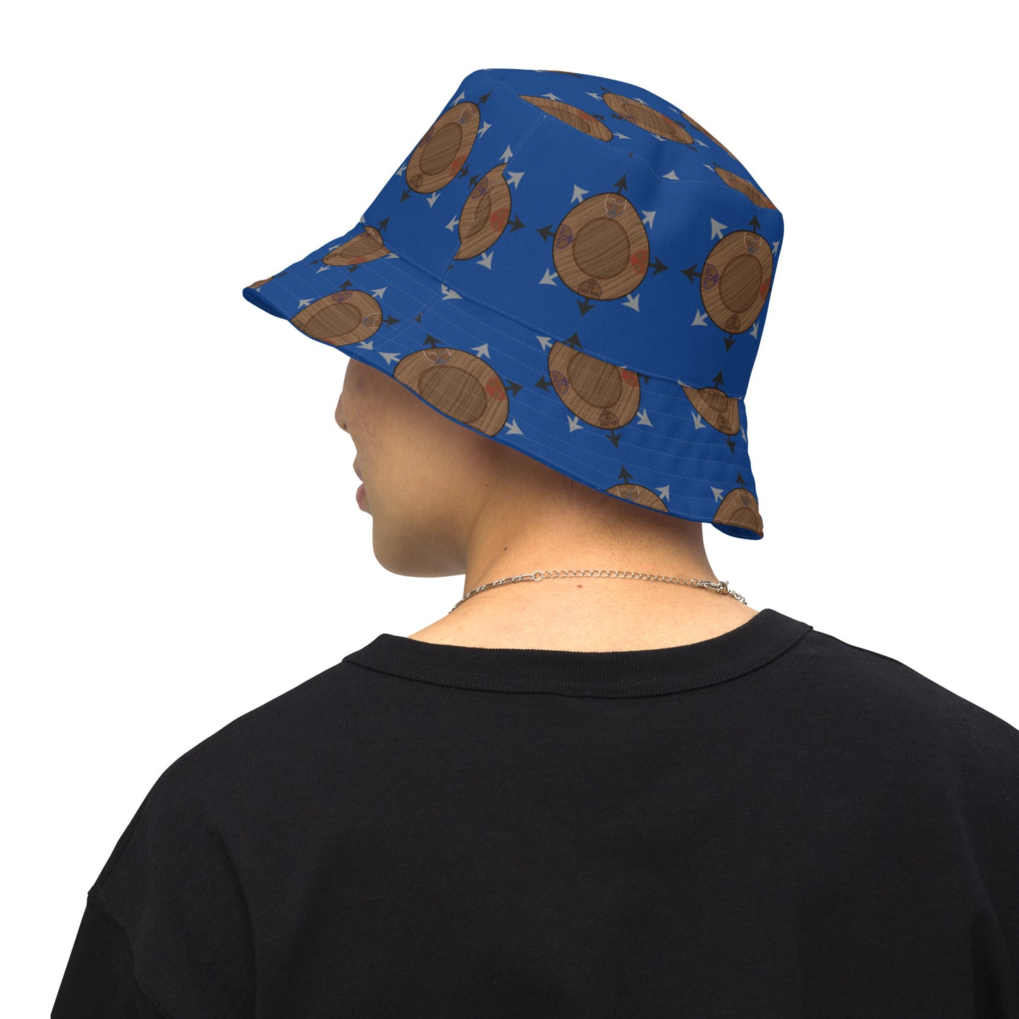 Egbe IRÉ ÀWO Faces Logo Blue Reversible bucket hat