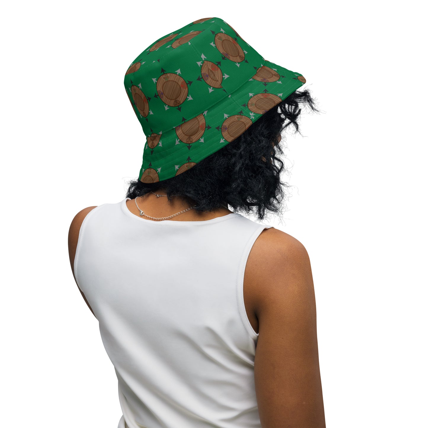 Egbe IRÉ ÀWO Faces Logo Green Reversible bucket hat