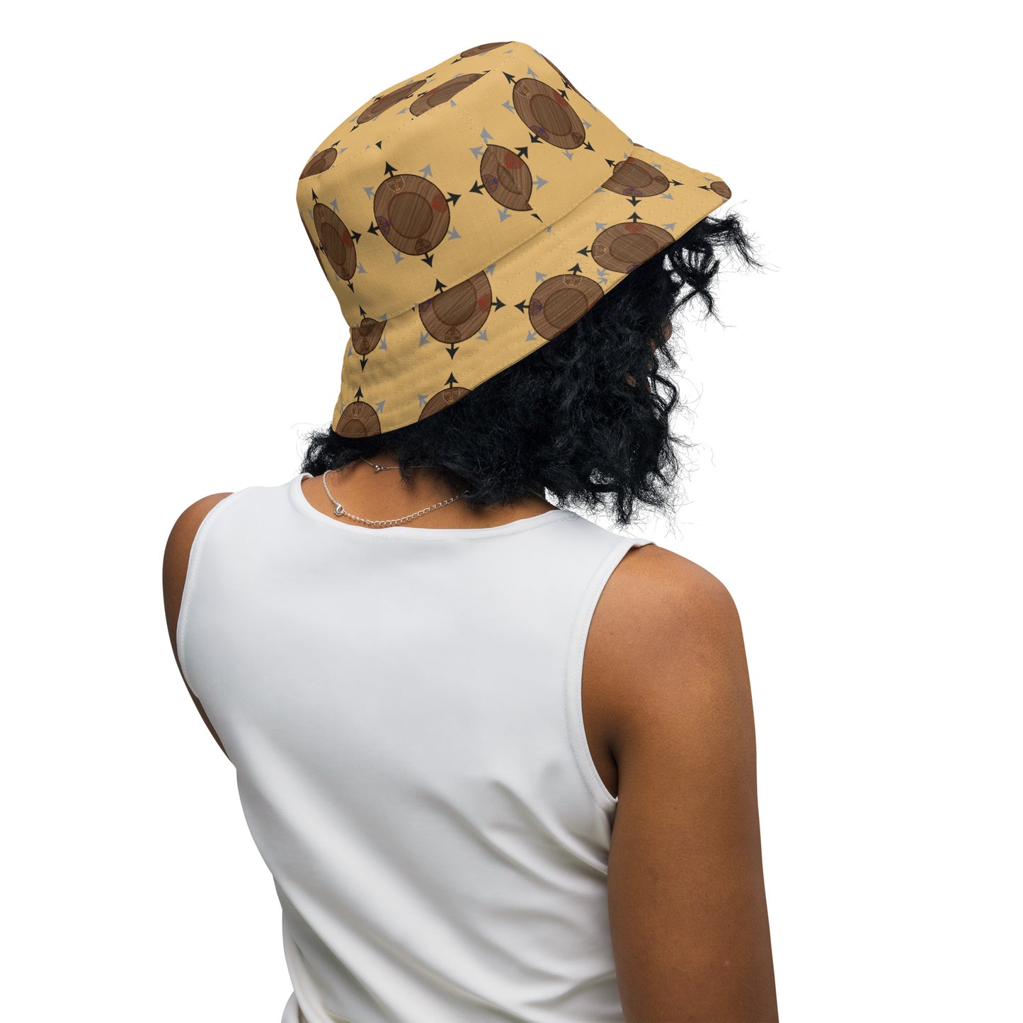 Egbe IRÉ ÀWO Faces Logo Fawn Reversible bucket hat