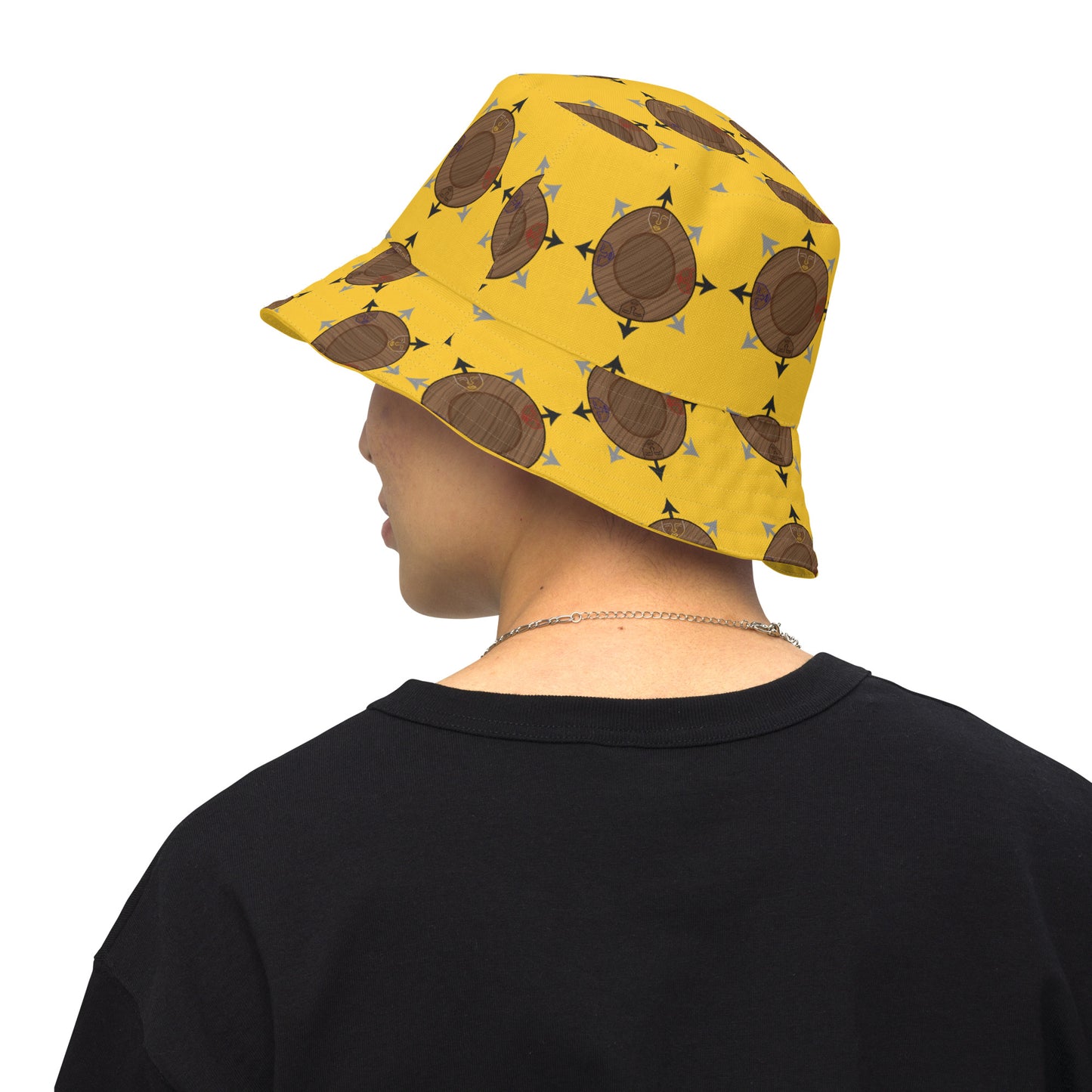 Egbe IRÉ ÀWO Faces Logo Yellow Reversible bucket hat