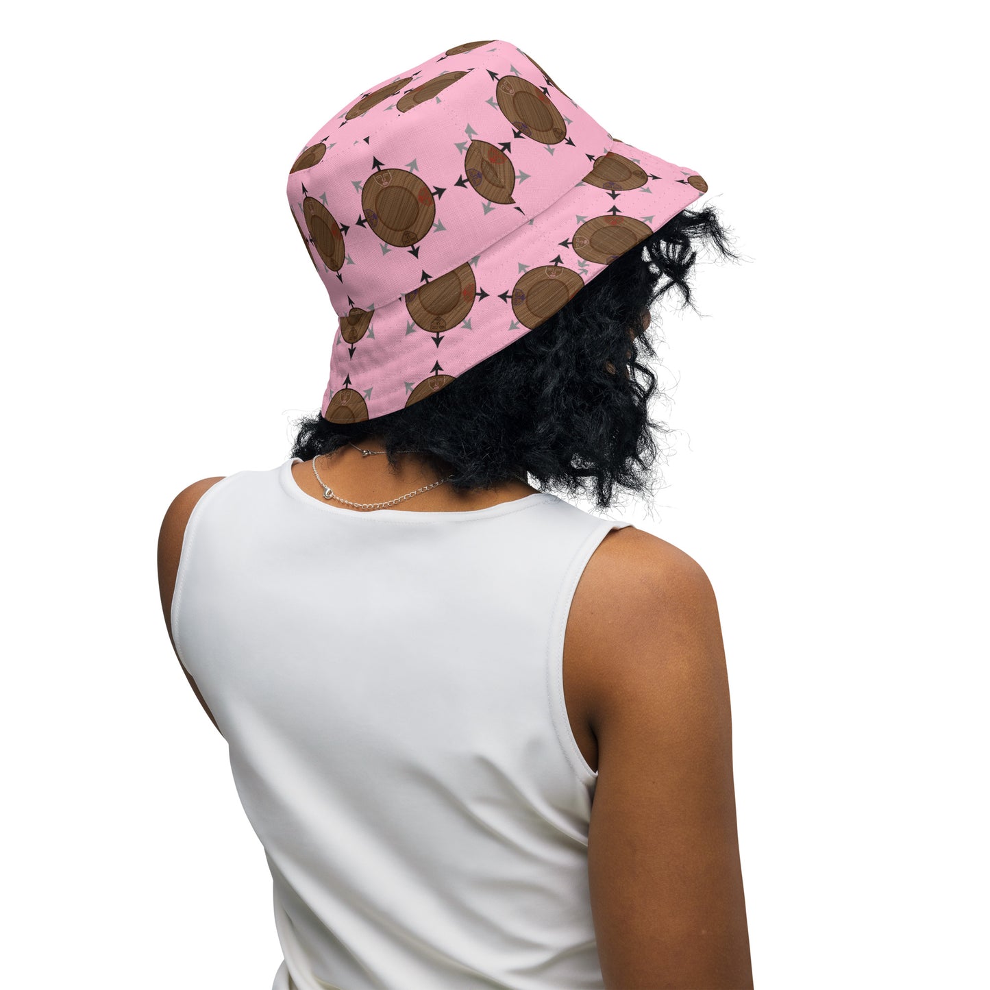 Egbe IRÉ ÀWO Faces Logo Cotton Candy Reversible bucket hat