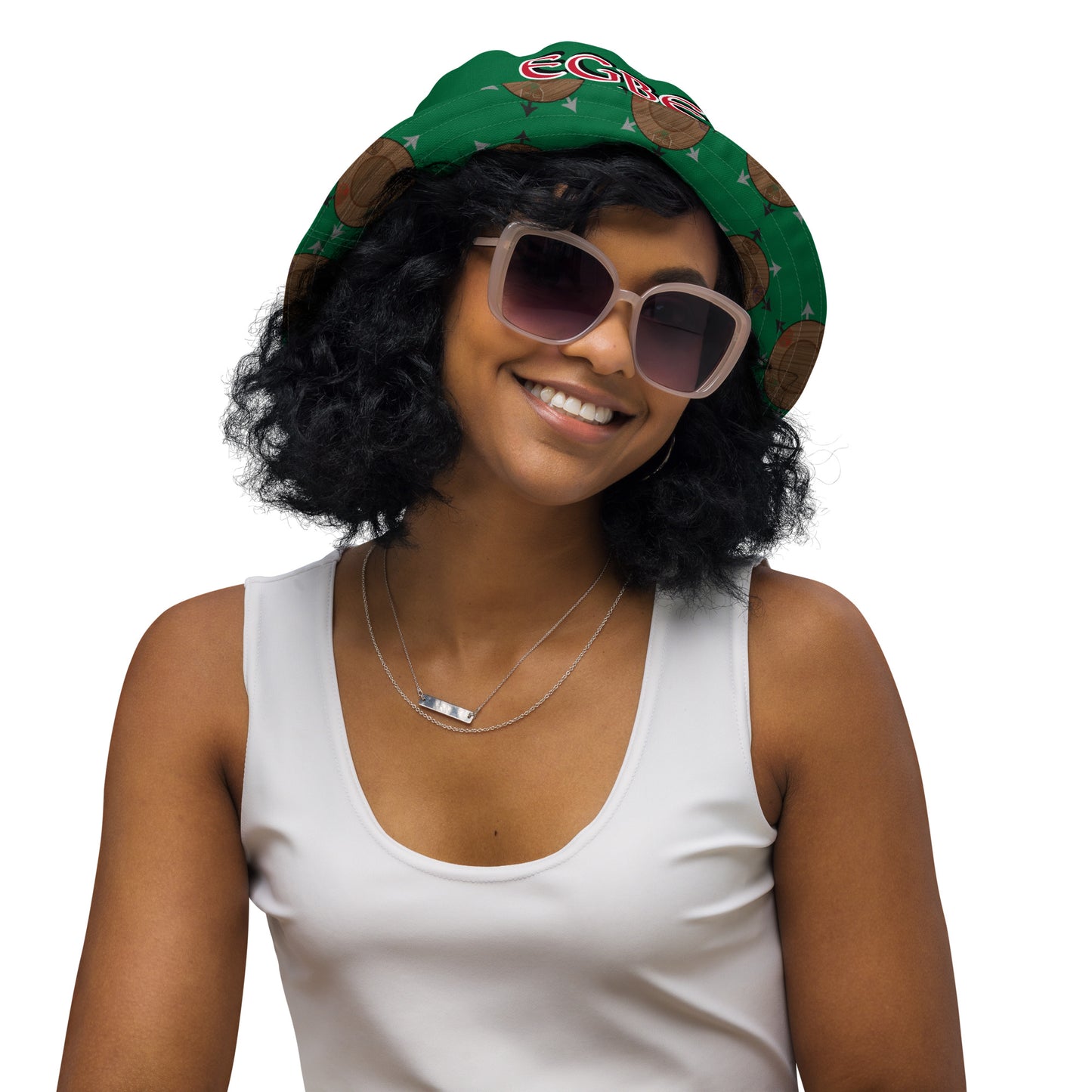 Egbe IRÉ ÀWO Faces Logo Green Reversible bucket hat