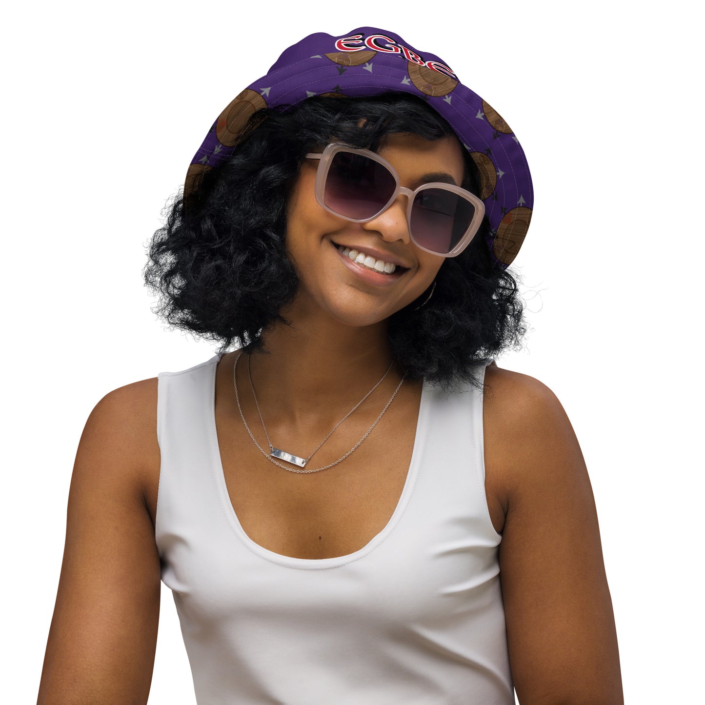 Egbe IRÉ ÀWO Faces Logo Purple Reversible bucket hat