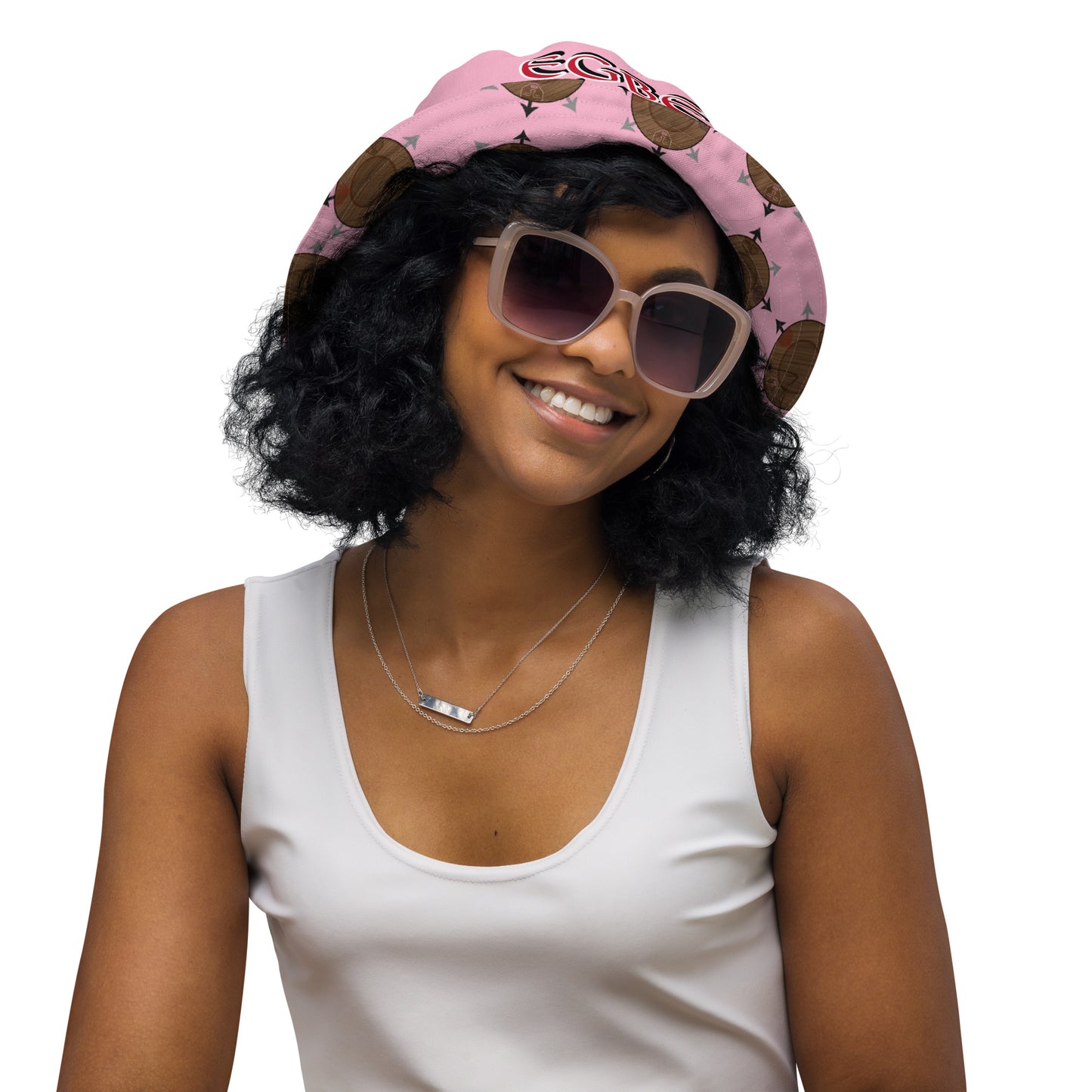 Egbe IRÉ ÀWO Faces Logo Cotton Candy Reversible bucket hat