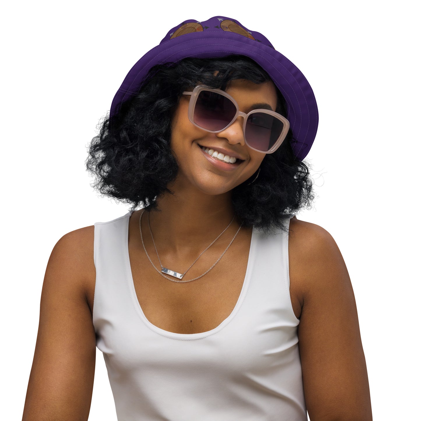 Egbe IRÉ ÀWO Faces Logo Purple Reversible bucket hat