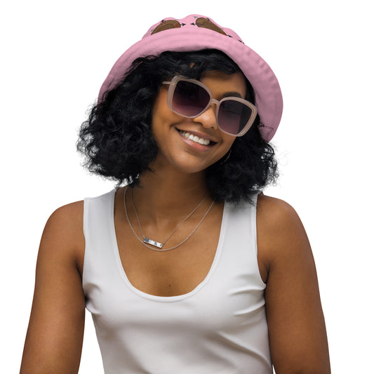 Egbe IRÉ ÀWO Faces Logo Cotton Candy Reversible bucket hat