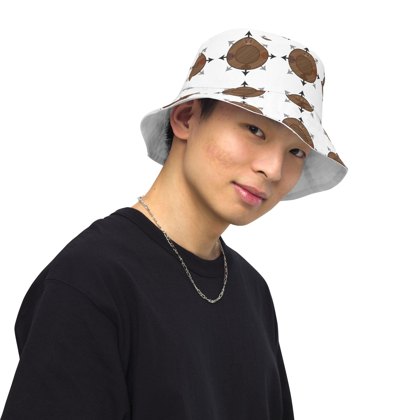 Egbe IRÉ ÀWO Faces Logo White Reversible bucket hat