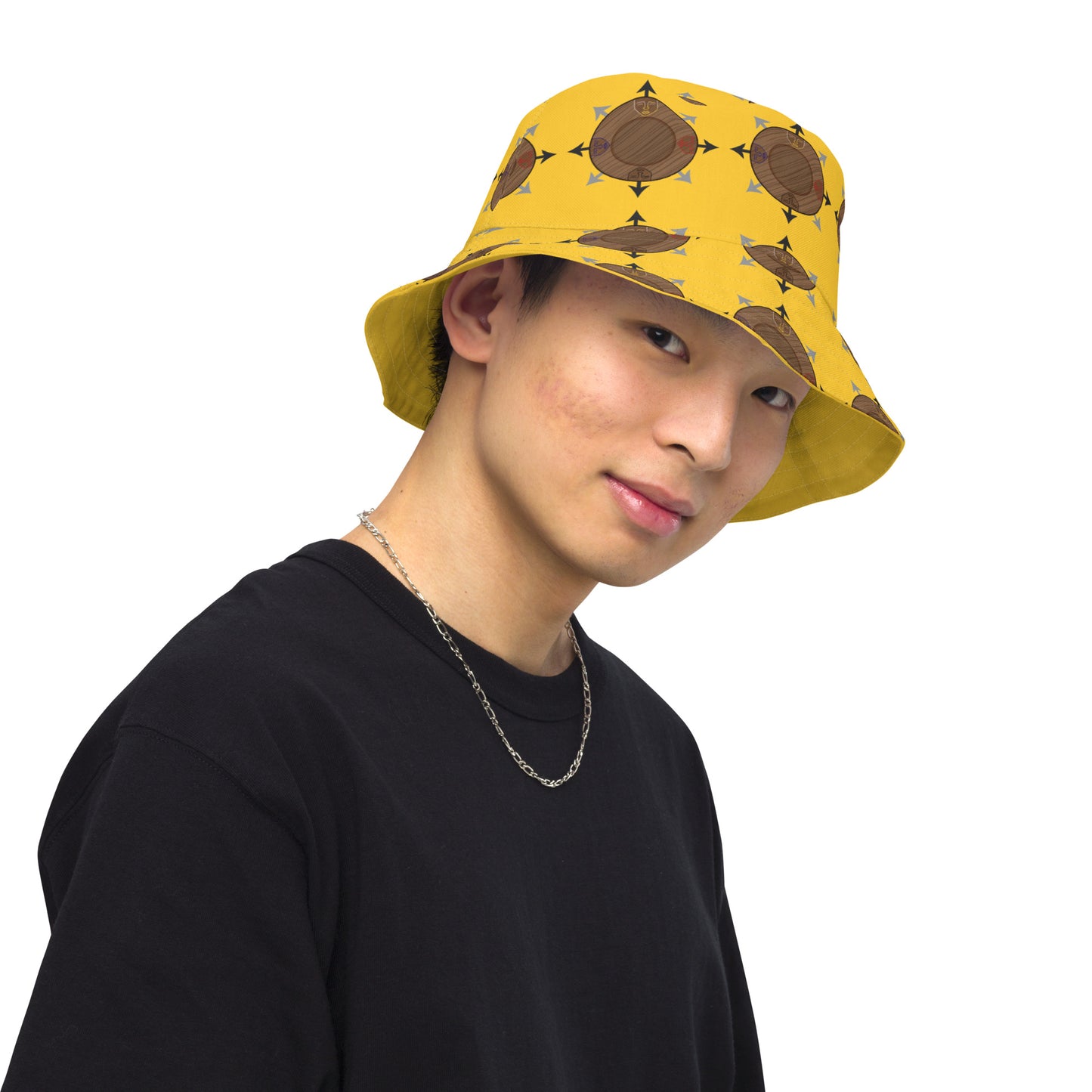 Egbe IRÉ ÀWO Faces Logo Yellow Reversible bucket hat