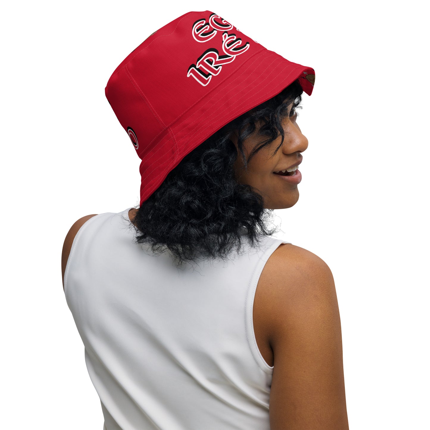 Egbe IRÉ ÀWO Faces Logo Red Reversible bucket hat