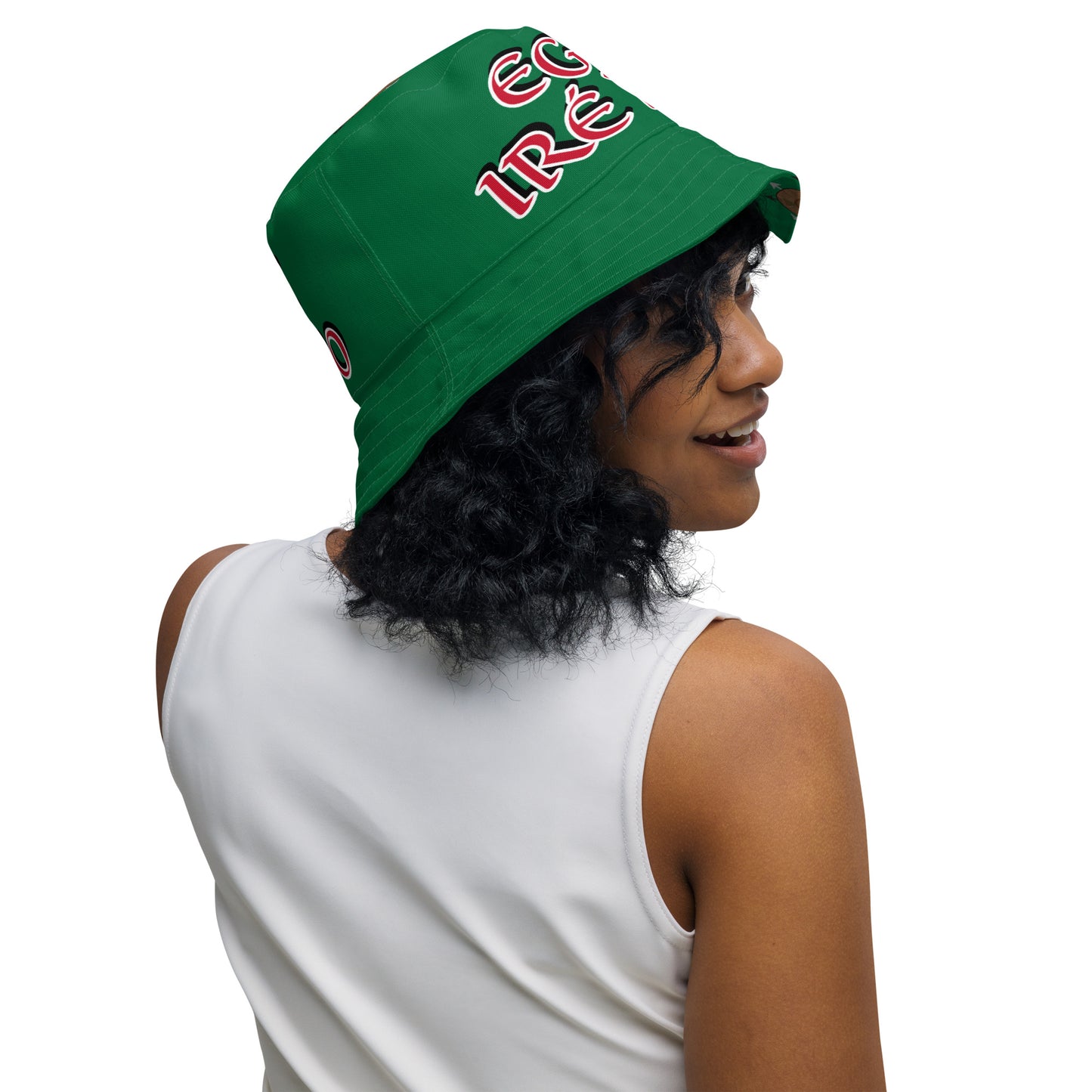 Egbe IRÉ ÀWO Faces Logo Green Reversible bucket hat