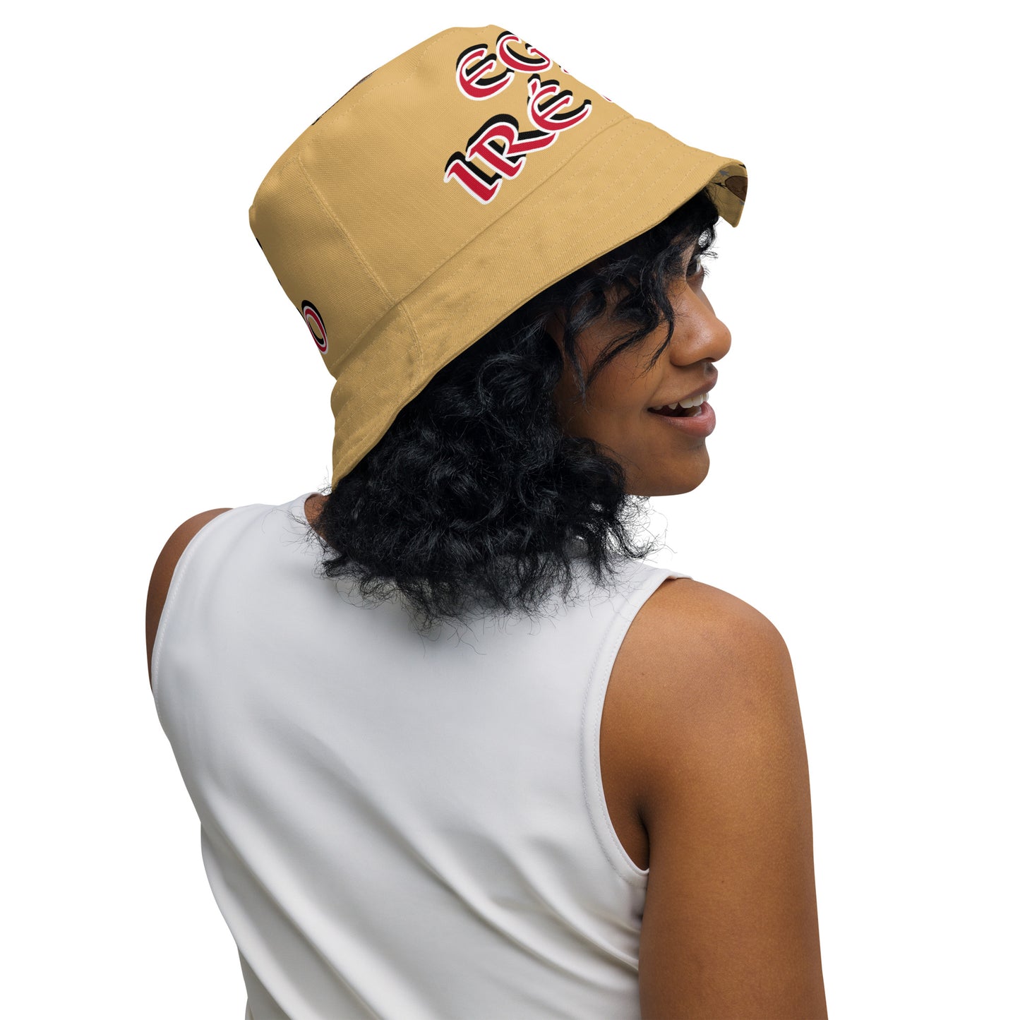 Egbe IRÉ ÀWO Faces Logo Fawn Reversible bucket hat