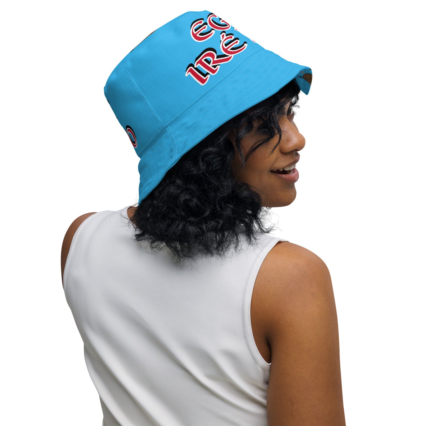 Egbe IRÉ ÀWO Faces Logo Marine Reversible bucket hat