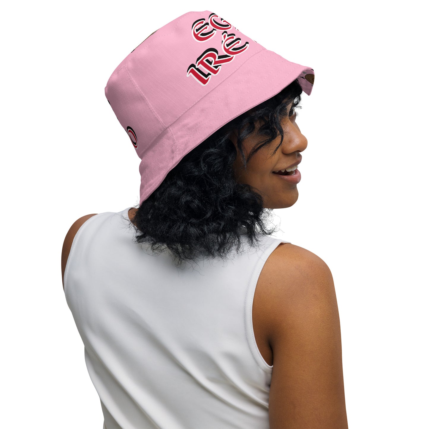 Egbe IRÉ ÀWO Faces Logo Cotton Candy Reversible bucket hat