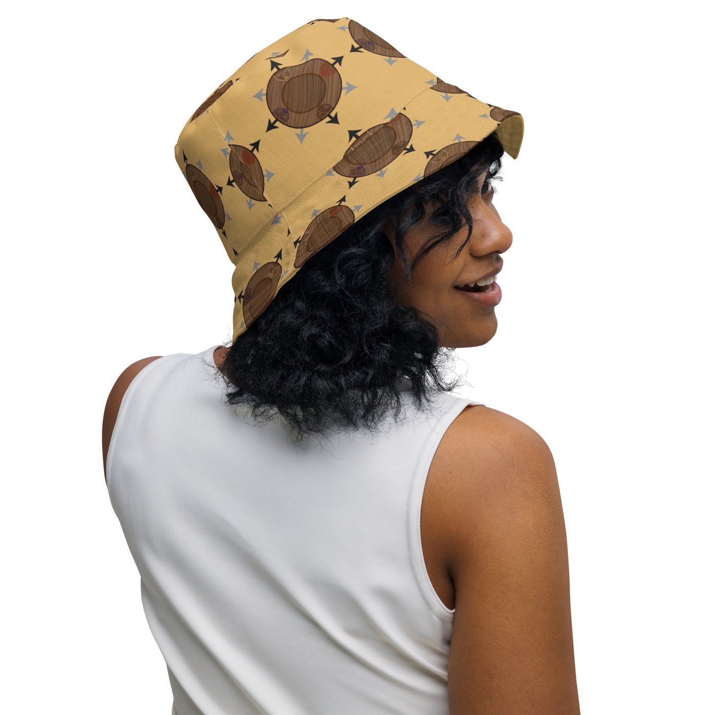 Egbe IRÉ ÀWO Faces Logo Fawn Reversible bucket hat