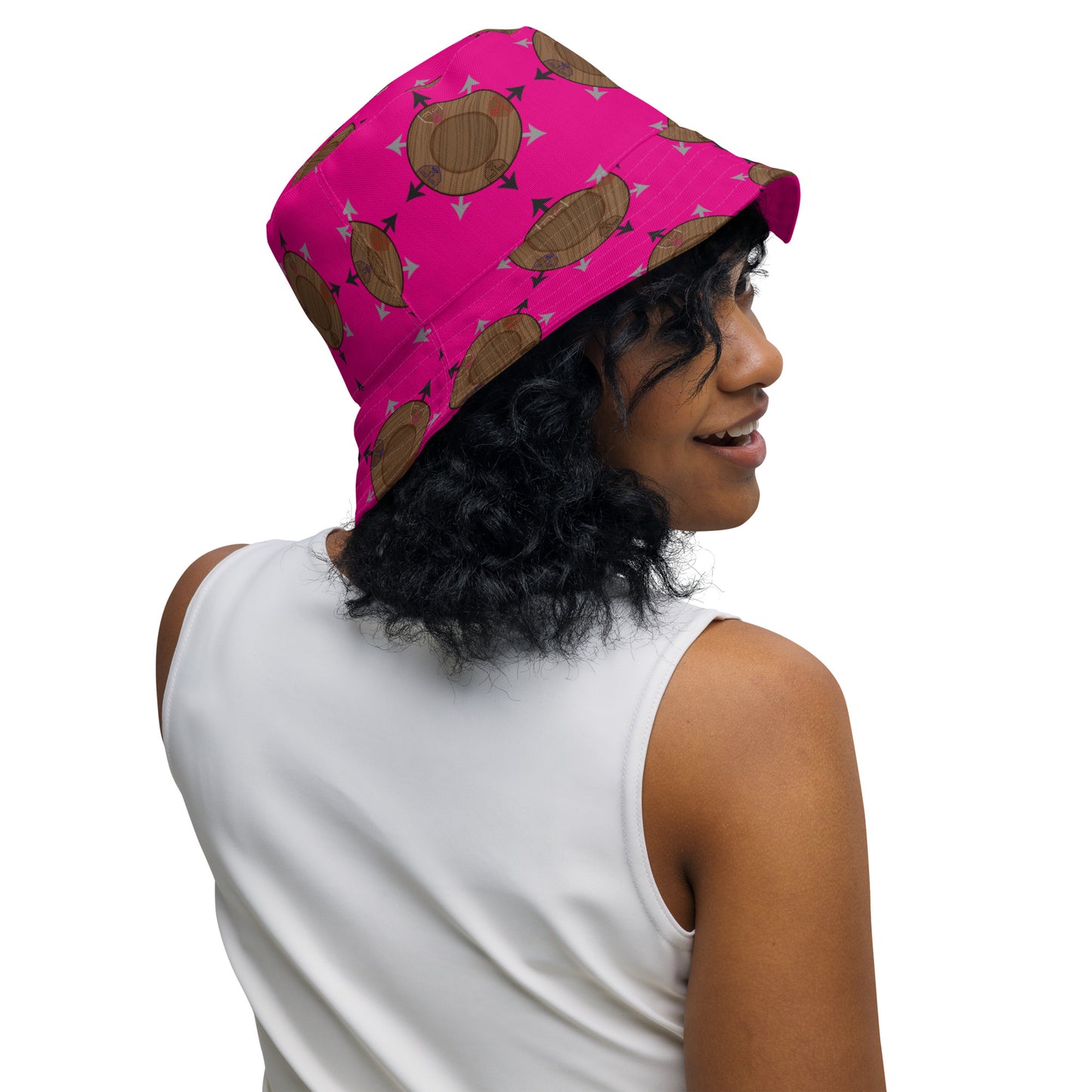 Egbe IRÉ ÀWO Faces Logo Violet Reversible bucket hat