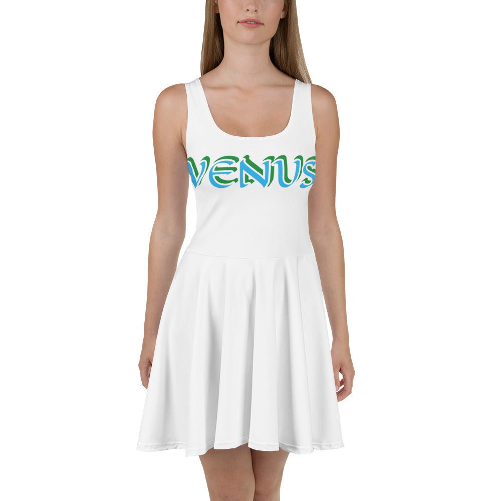 Venus sky blue/Green Skater Dress