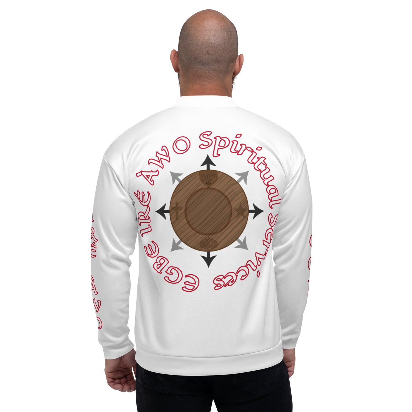 Egbe Ire Awo Signature Logo White/Black Aje Bomber Jacket