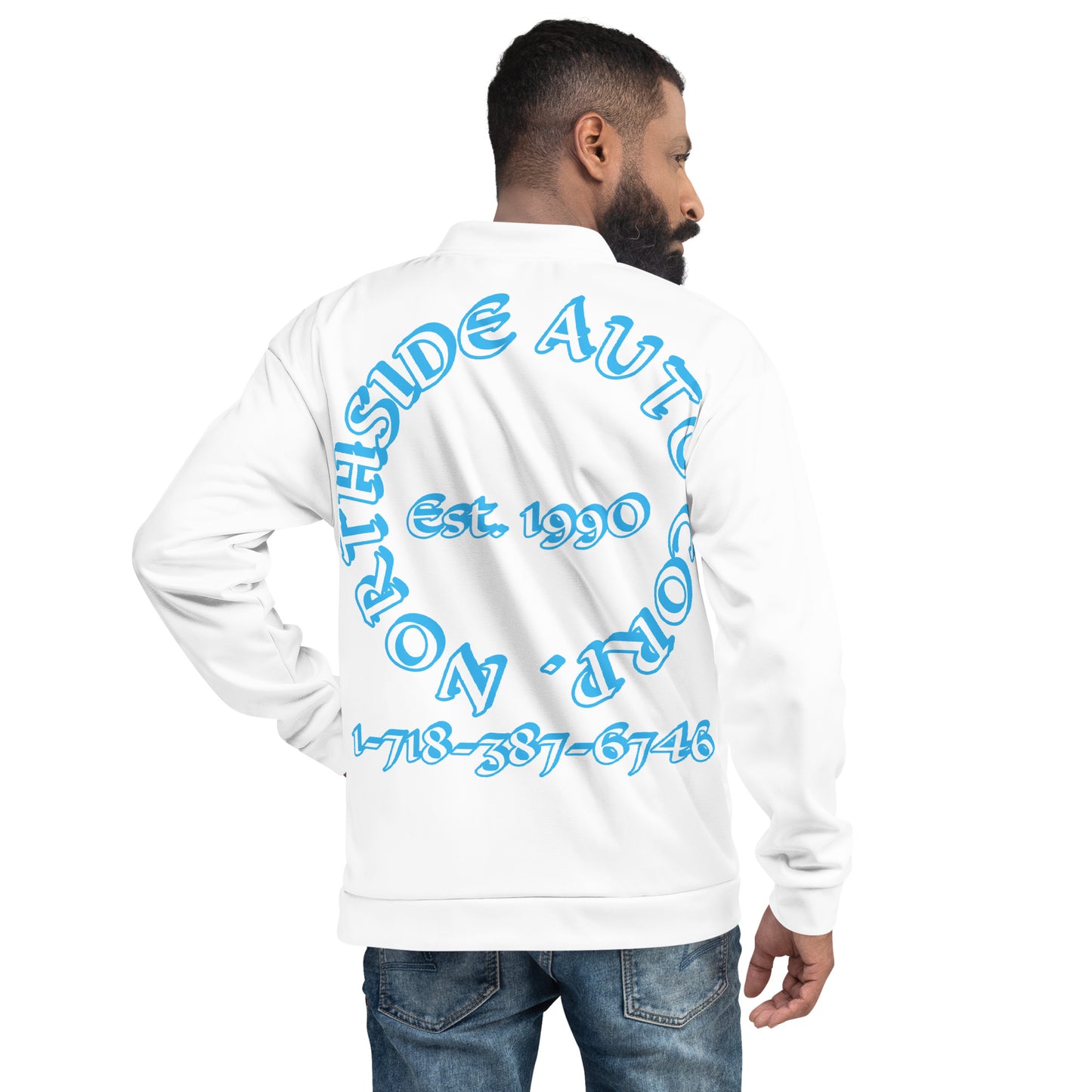 Northside Auto White/Marine Unisex Bomber Jacket