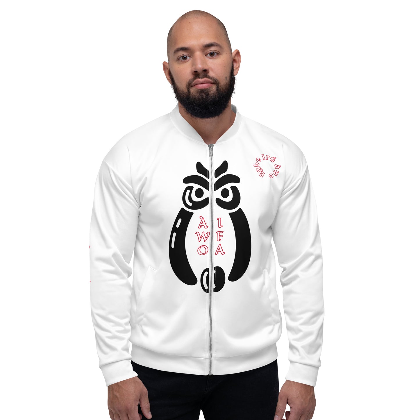 Egbe Ire Awo Signature Logo White/Black Aje Bomber Jacket