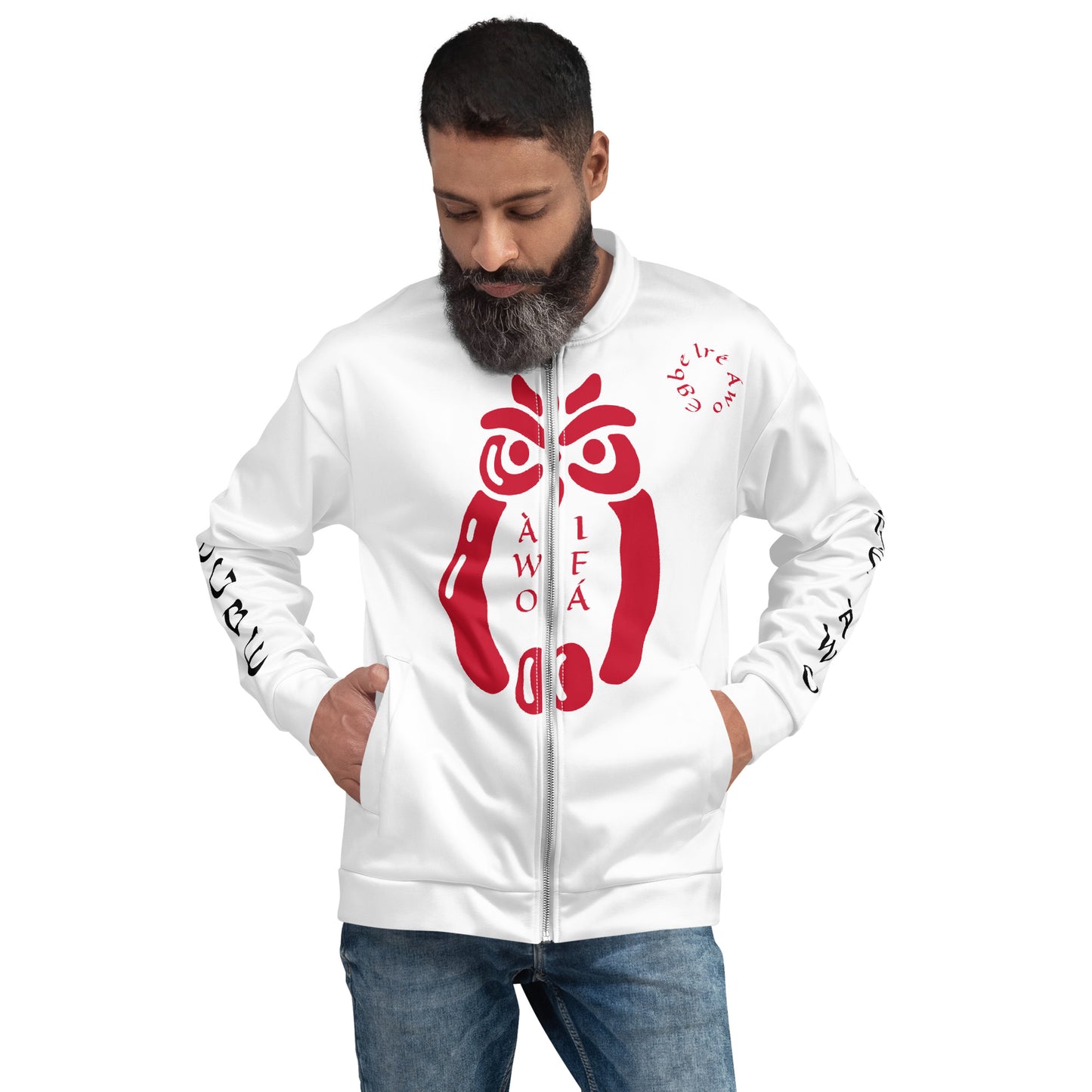 Egbe Ire Awo Signature Logo Red Unisex Bomber Jacket