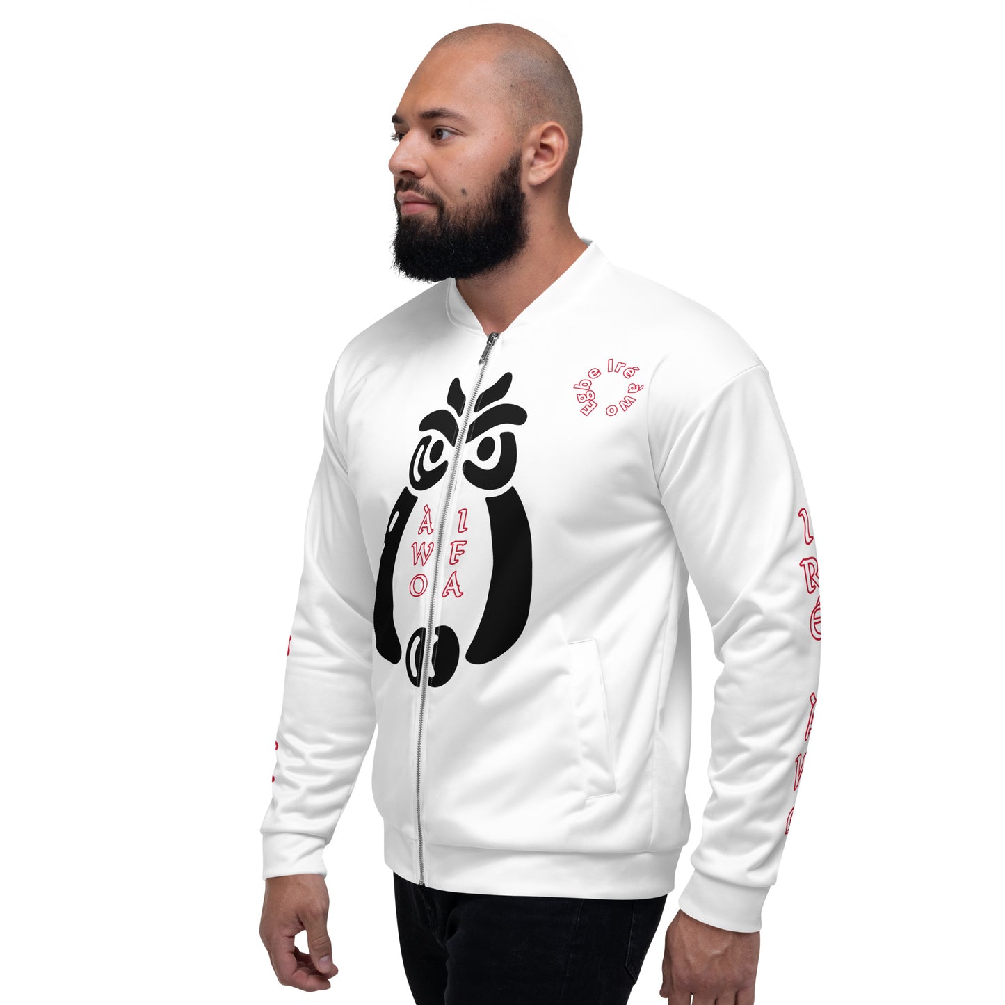 Egbe Ire Awo Signature Logo White/Black Aje Bomber Jacket