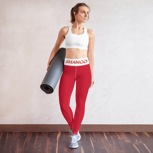 Shango Lucumi Red/White Yoga Leggings