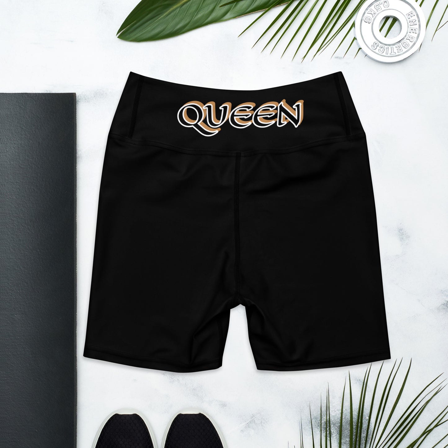 Queen Black/Gold Black Yoga Shorts