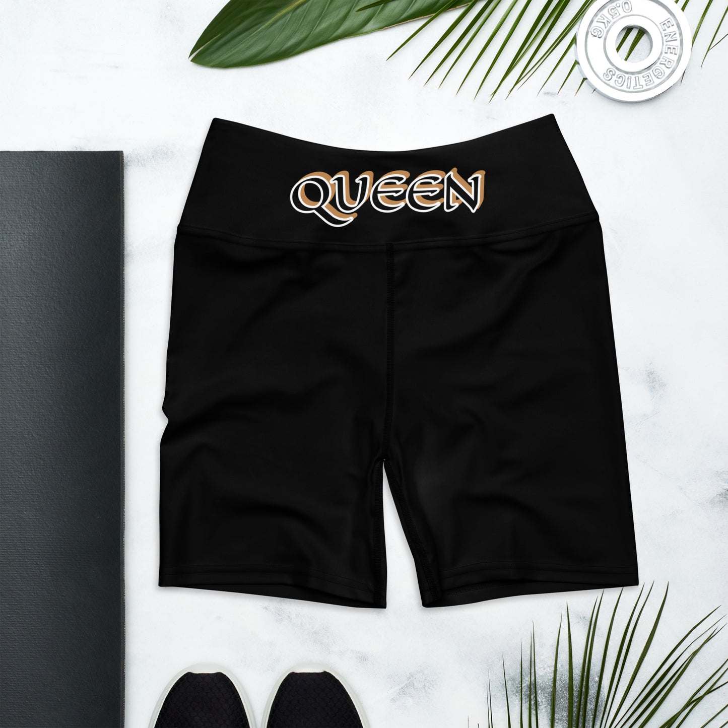 Queen Black/Gold Black Yoga Shorts